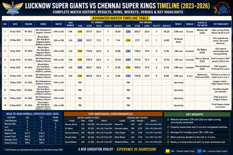 lucknow super giants vs chennai super kings timeline