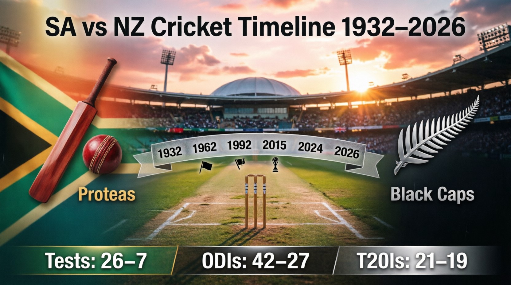 south africa national cricket team vs new zealand national cricket team timeline