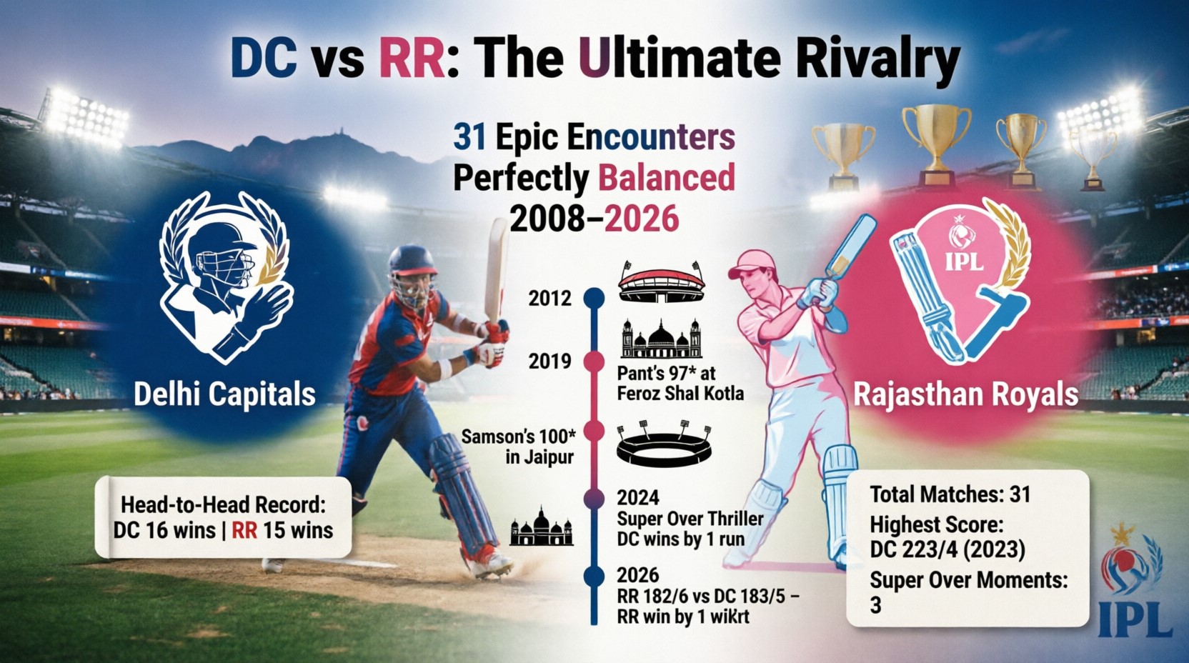 delhi capitals vs rajasthan royals timeline