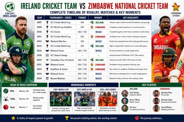 ireland cricket team vs zimbabwe national cricket team timeline