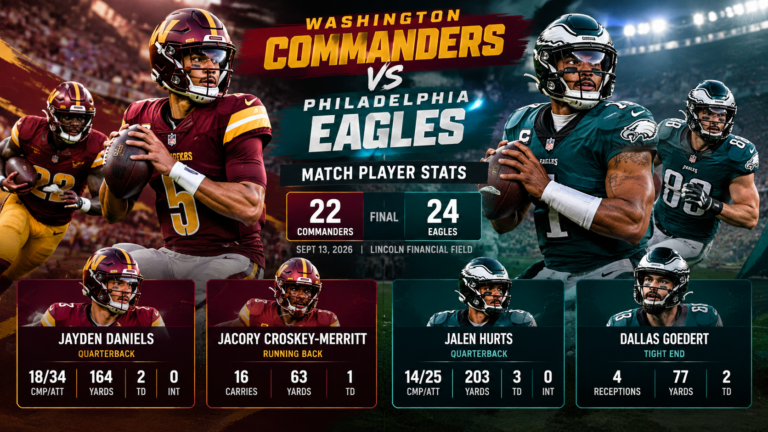washington commanders vs philadelphia eagles match player stats